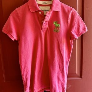 Boys Abercrombie Polo shirt XL polo muscle shirt. Pink with green logo